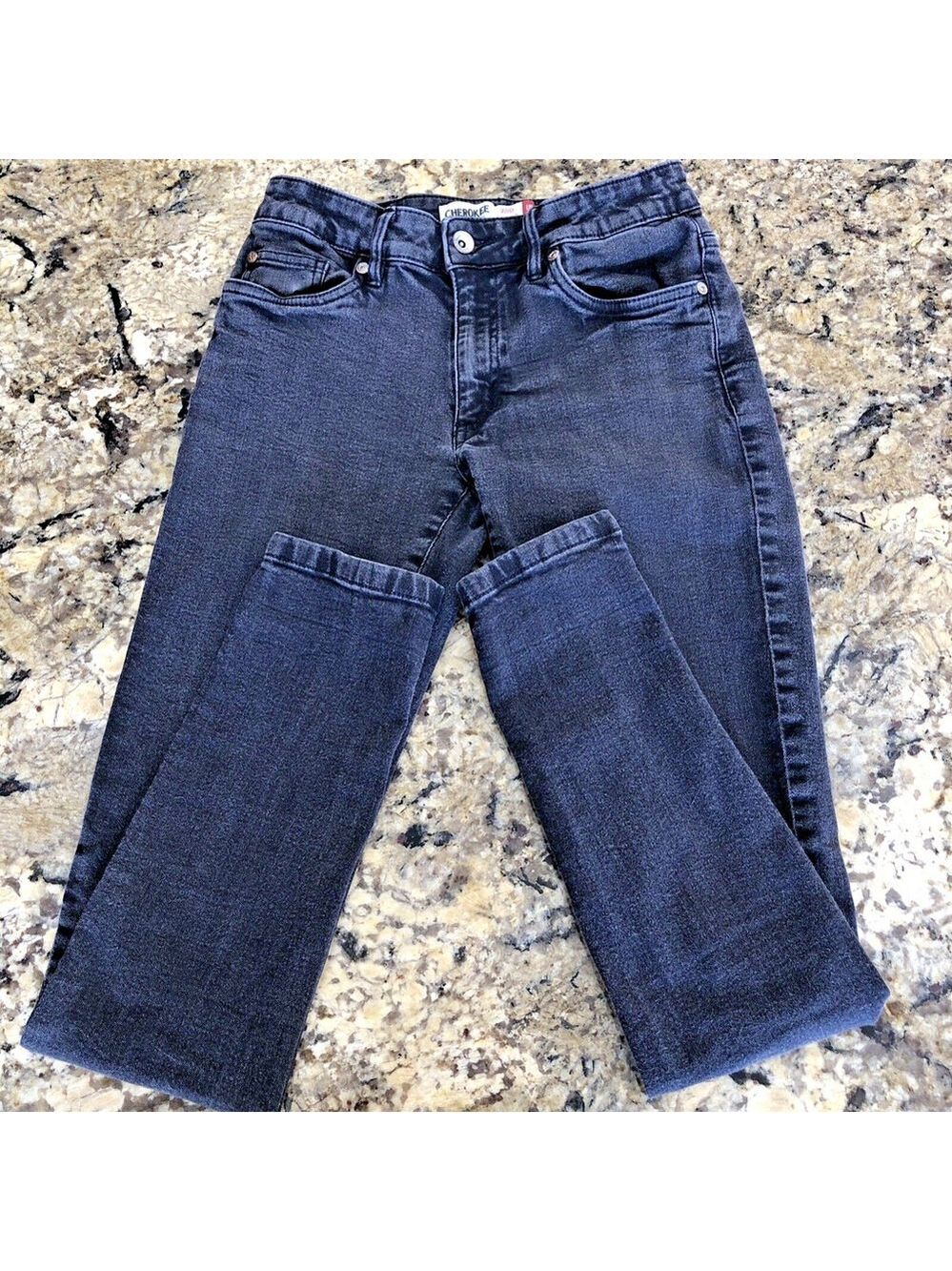 Size 6 X 27.5 Cherokee Womens Jeans Skinny Stretchy Black